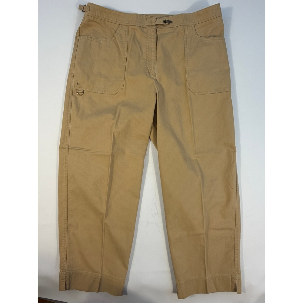 Lauren Ralph Lauren Utility Pants Women 14W Khaki NEW Cotton Straight Leg Adjust